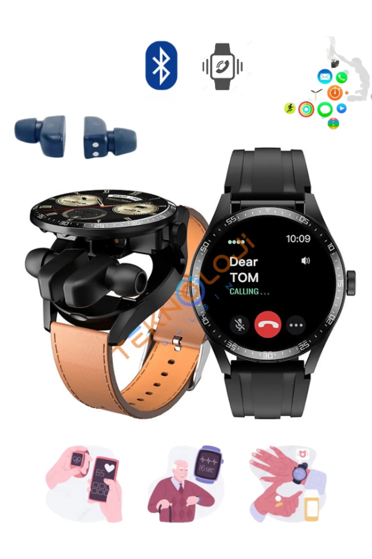 Smartwatch with Integrated Wireless Earbuds